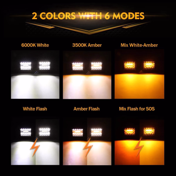 Auxbeam 6 MODES SERIES White/Amber LED LIGHT BARS (30 inch to 20 inch)