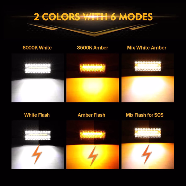 Auxbeam 6 MODES SERIES White/Amber LED LIGHT BARS (30 inch to 20 inch)