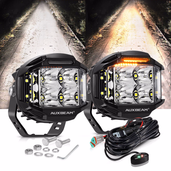 Auxbeam 4 inch 92W 8960 LM Side Shooter LED Pod Lights With Amber DRL