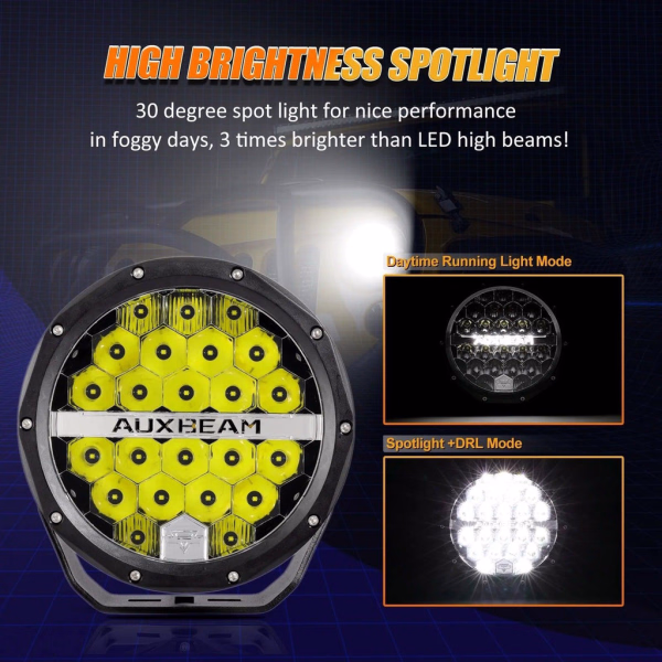 Auxbeam 7 Inch 240W 24000 Lumens Black LED Driving Lights