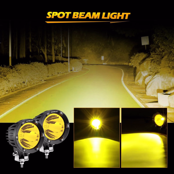 Auxbeam 4 Inch 72W Round Spot White/Amber LED POD Light