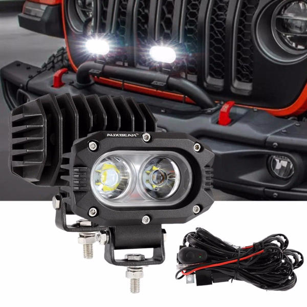 Auxbeam 4 Inch 60W Square LED 6000K Spot/Flood Beam White LED Pod Lights