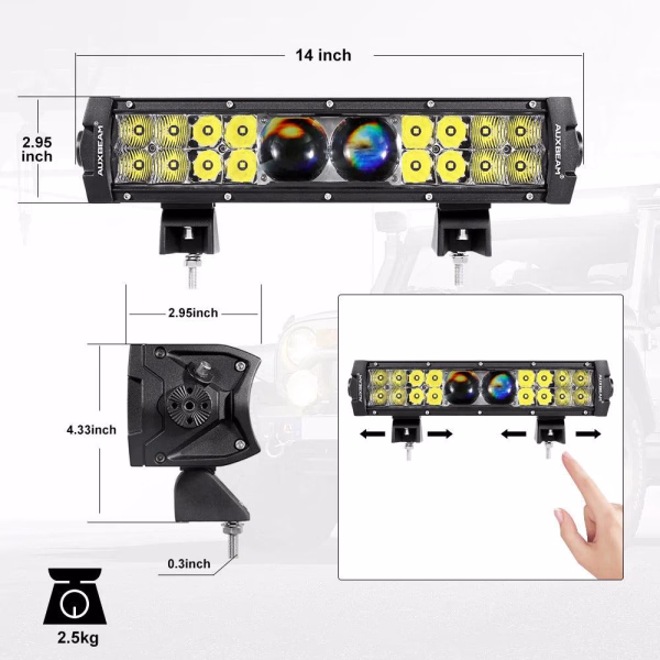 Auxbeam 5D-PRO Series SPOT BEAM OFF ROAD LED Light Bars