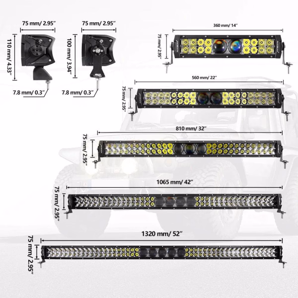 Auxbeam 5D-PRO Series SPOT BEAM OFF ROAD LED Light Bars