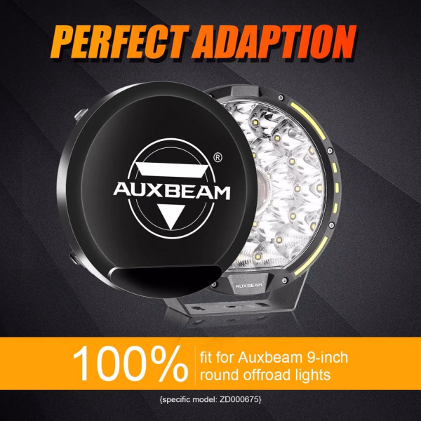 Auxbeam 9 Inch Round LED Driving Light Black Cover Light Shield