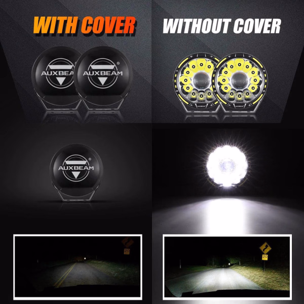 Auxbeam 7 Inch Round LED Driving Light Black Cover Light Shield Cover