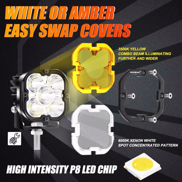 Auxbeam 3 Inch 80W 9600 Lumens LED pod Lights