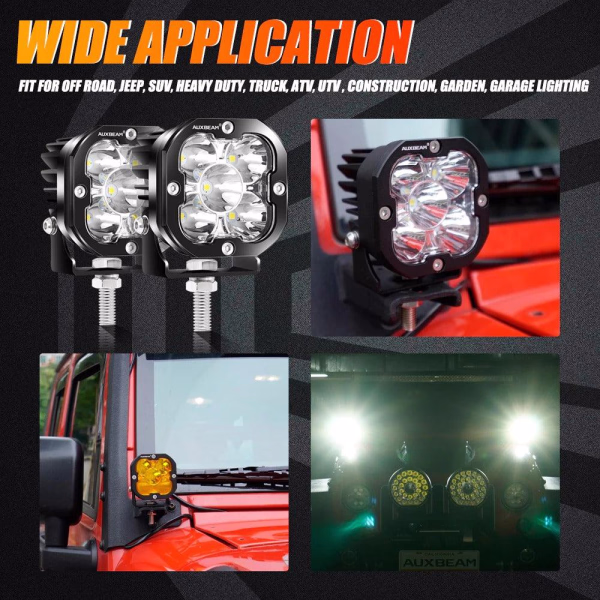 Auxbeam 3 Inch 80W 9600 Lumens LED pod Lights