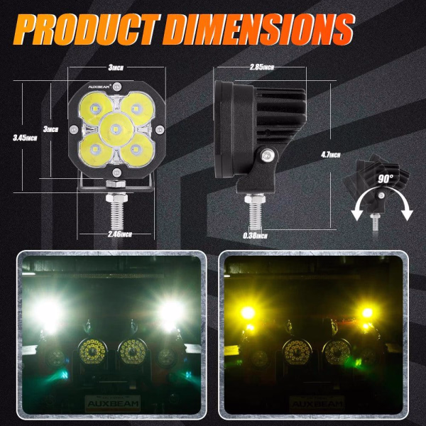 Auxbeam 3 Inch 80W 9600 Lumens LED pod Lights