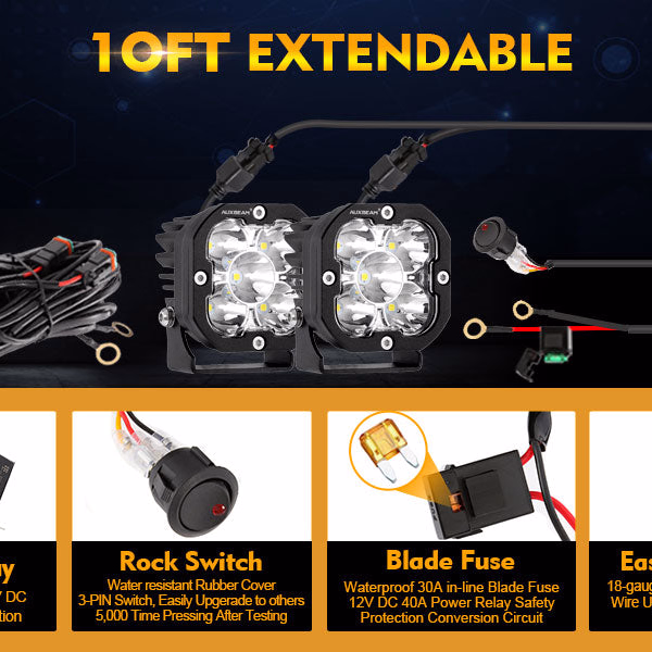 Auxbeam 3 Inch 80W 9600 Lumens LED pod Lights