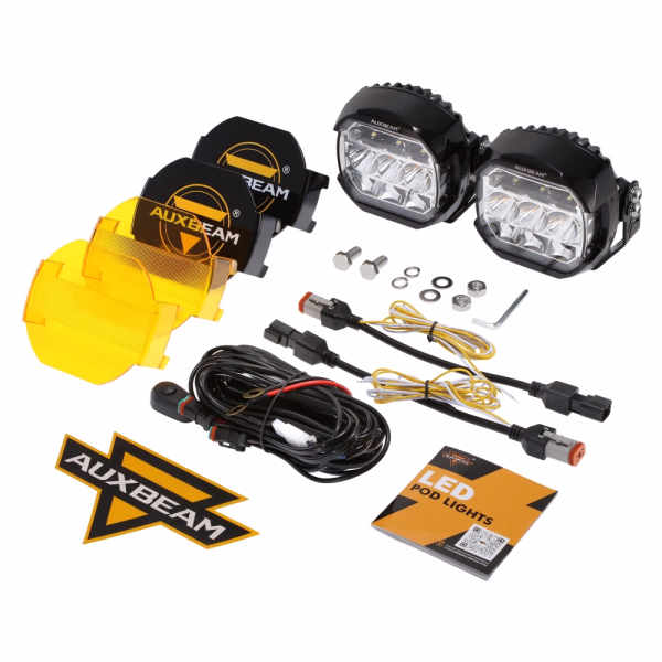 Auxbeam 5 Inch 174W LED Side Shooter Pod Lights with White DRL & Amber