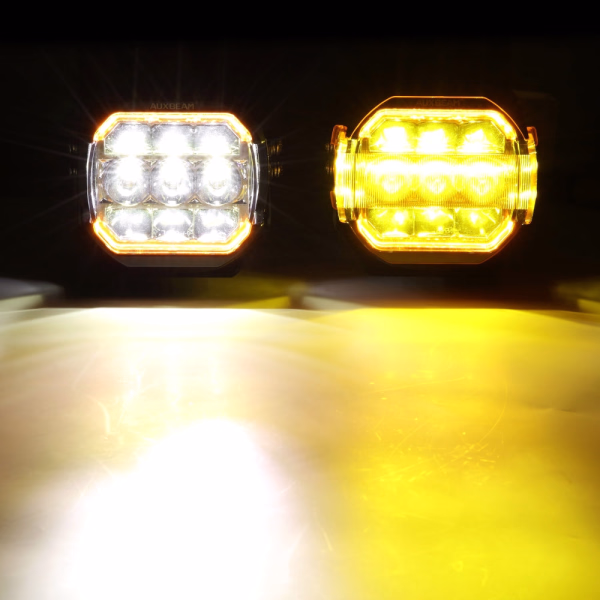 Auxbeam 5 Inch 174W LED Side Shooter Pod Lights with White DRL & Amber