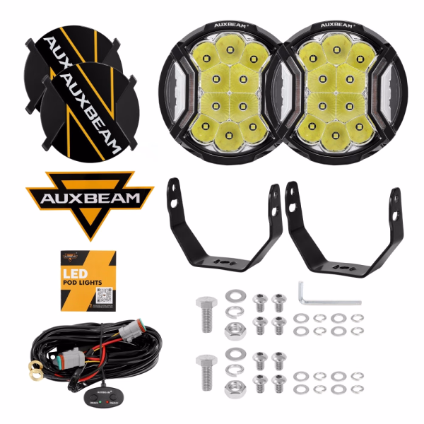 Auxbeam 5 Inch 172W LED Side Shooter White & Amber POD Lights | V-Ultra Series