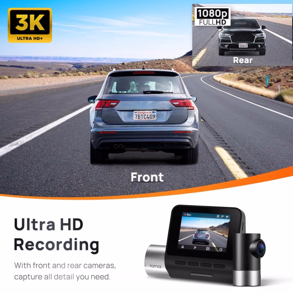 70MAI PRO PLUS+ Dash Cam A500S FRONT+REAR (2.7K 1944p)