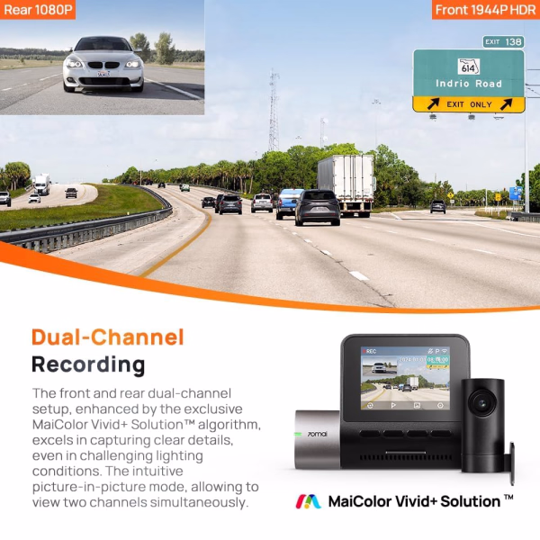 70MAI A510 HDR Dual Dash Cam