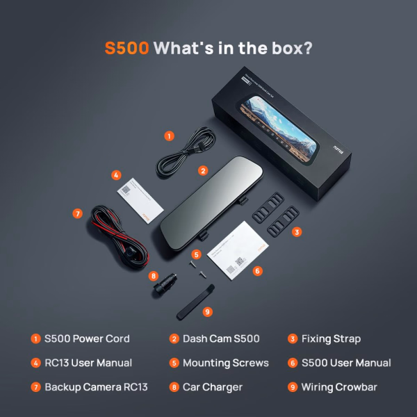 70MAI RearView Dash Cam S500 3K DUAL HDR