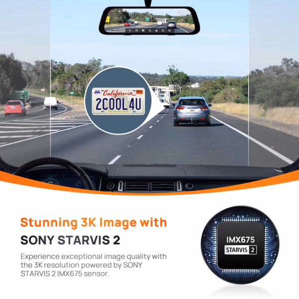 70MAI RearView Dash Cam S500 3K DUAL HDR