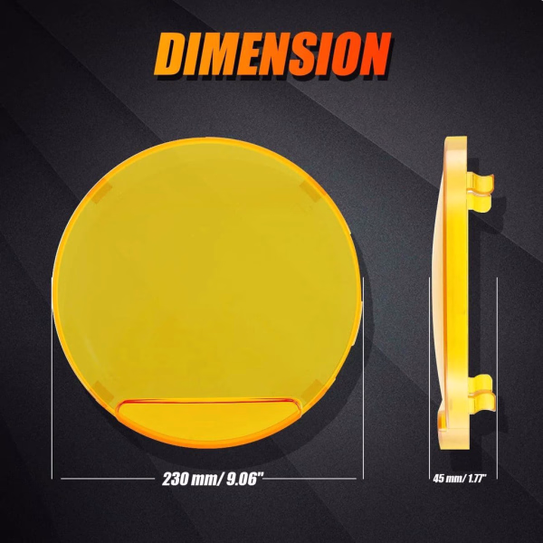 Auxbeam 9 Inch Round LED Driving Light Amber Cover Light Shield