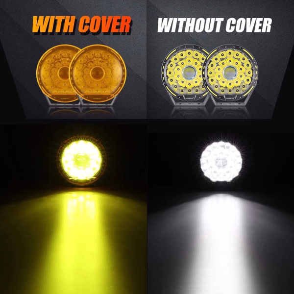 Auxbeam 9 Inch Round LED Driving Light Amber Cover Light Shield
