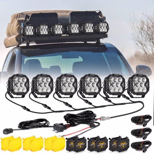 Auxbeam 4 Inch Combo LED POD Lights Cube-Z Series | White DRL & Amber Turn signal Lights