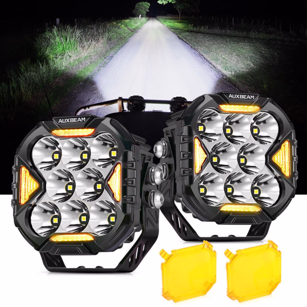 Auxbeam 4 Inch Combo LED POD Lights Cube-Z Series | White DRL & Amber Turn signal Lights