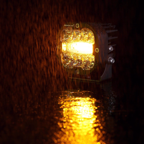 Auxbeam 3 Inch 96W 9600 Lumens 6 Modes White&Amber Flashing LED Pod Lights