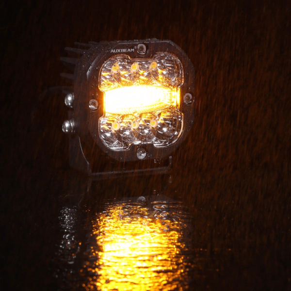 Auxbeam 3 Inch 96W 9600 Lumens 6 Modes White&Amber Flashing LED Pod Lights