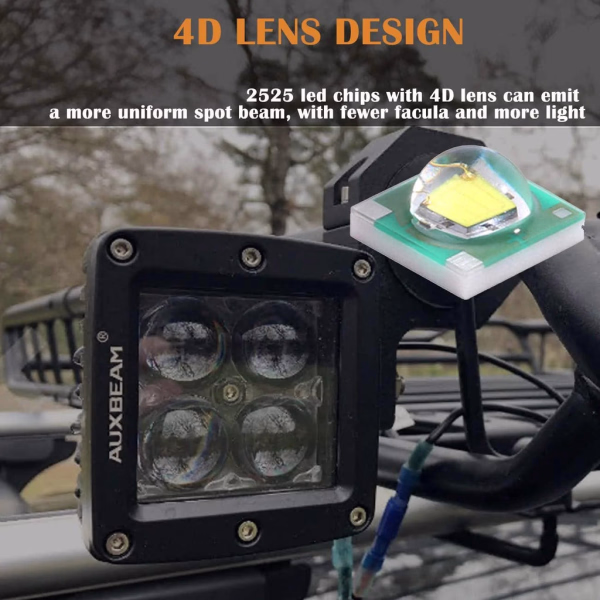 Auxbeam 3 Inch 20W 4D Hyperspot Square LED POD Light
