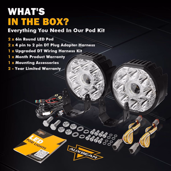 Auxbeam 360-Ultra Series 6 Inch 132W Led Spot Driving Light Off Road Lights | White DRL & Amber Light