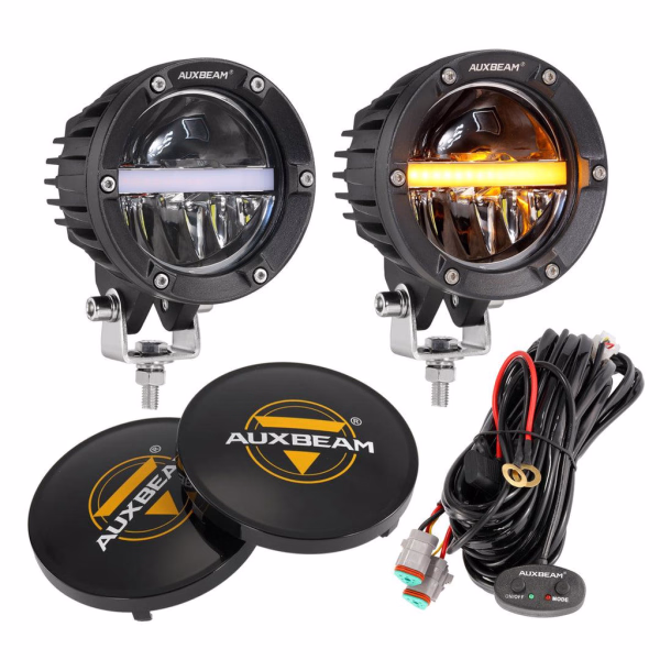 Auxbeam 4 Inch 110W Round OFF Road LED Pod Lights Combo Beam With Wiring Harness