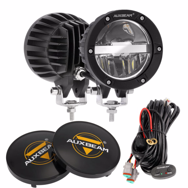 Auxbeam 4 Inch 110W Round OFF Road LED Pod Lights Combo Beam With Wiring Harness