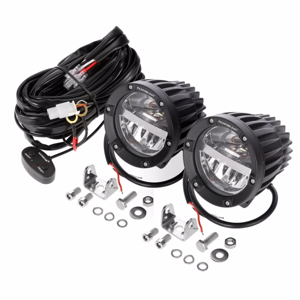 Auxbeam 4 Inch 110W Round OFF Road LED Pod Lights Combo Beam With Wiring Harness
