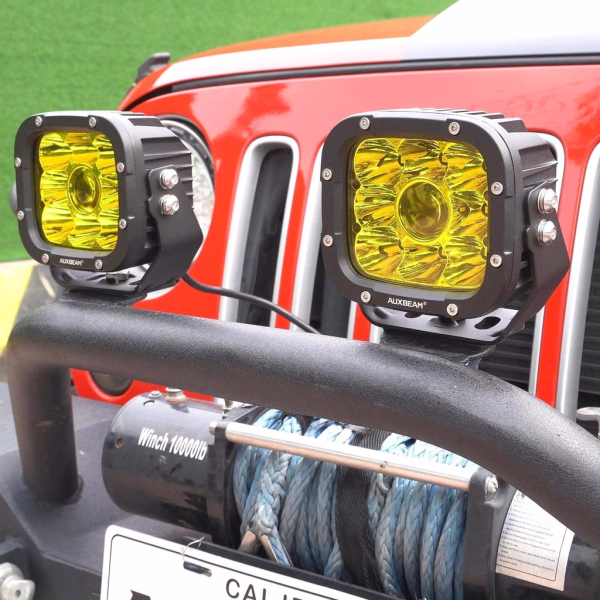 Auxbeam 5 Inch 110W White & Amber LED Pod Lights With Additional Amber Covers