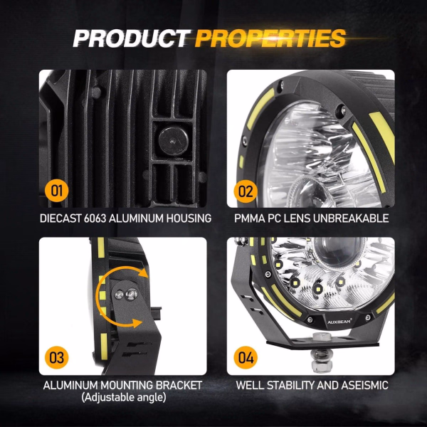 Auxbeam 7 Inch 230W 360-PRO Lens LED Driving Lights
