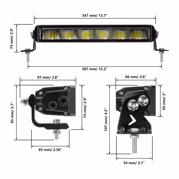 Auxbeam SP-DRL Series 68W 7440 Lumens Off Road LED Light bar White & Amber DRL