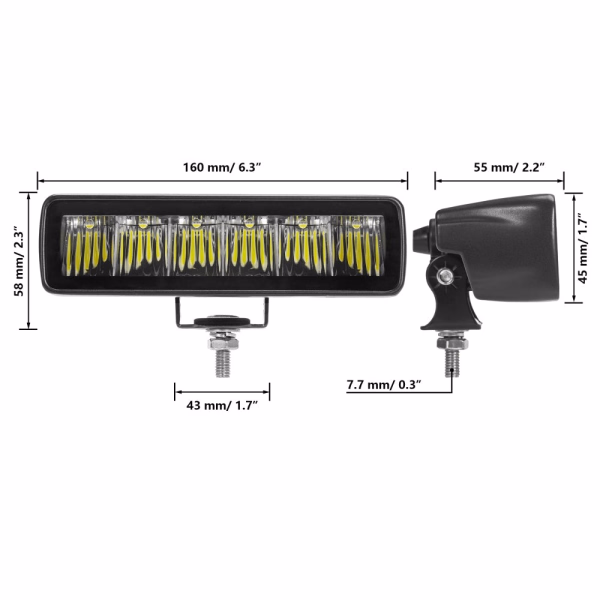 Auxbeam 6.3 Inch 60W 7200LM LED Light Bar Off Road Driving Light